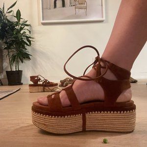 Stuart Weitzman Tan Ankle Wrap Sandal Size 6